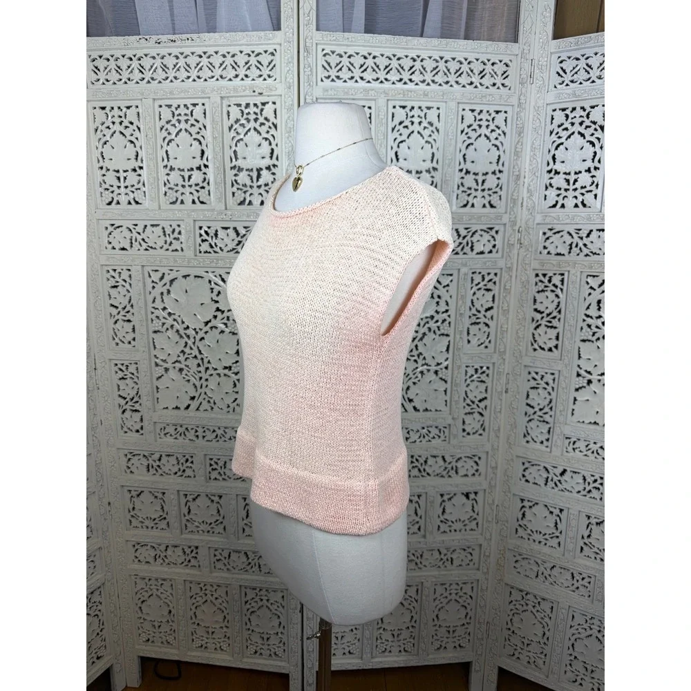 Eileen Fisher Light Peach Open Knit Sleeveless Top XS Capsule Coastal Layered - Picture 4 of 7